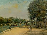 Famous Pont Paintings - Institut de Framce et le Pont des Arts